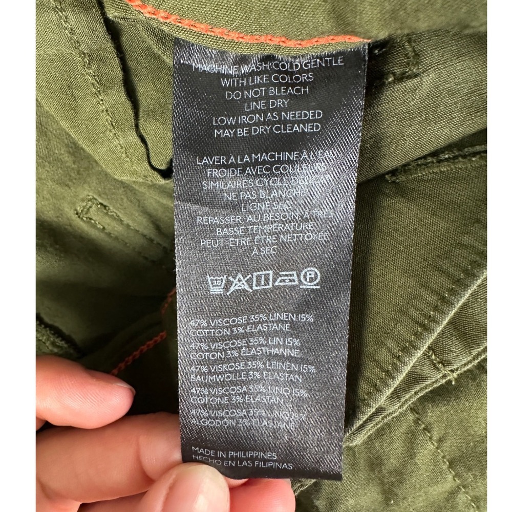 Maeve by Anthropologie The Colette Wide Leg Pants Green Linen Blend Size 28 - Picture 9 of 11